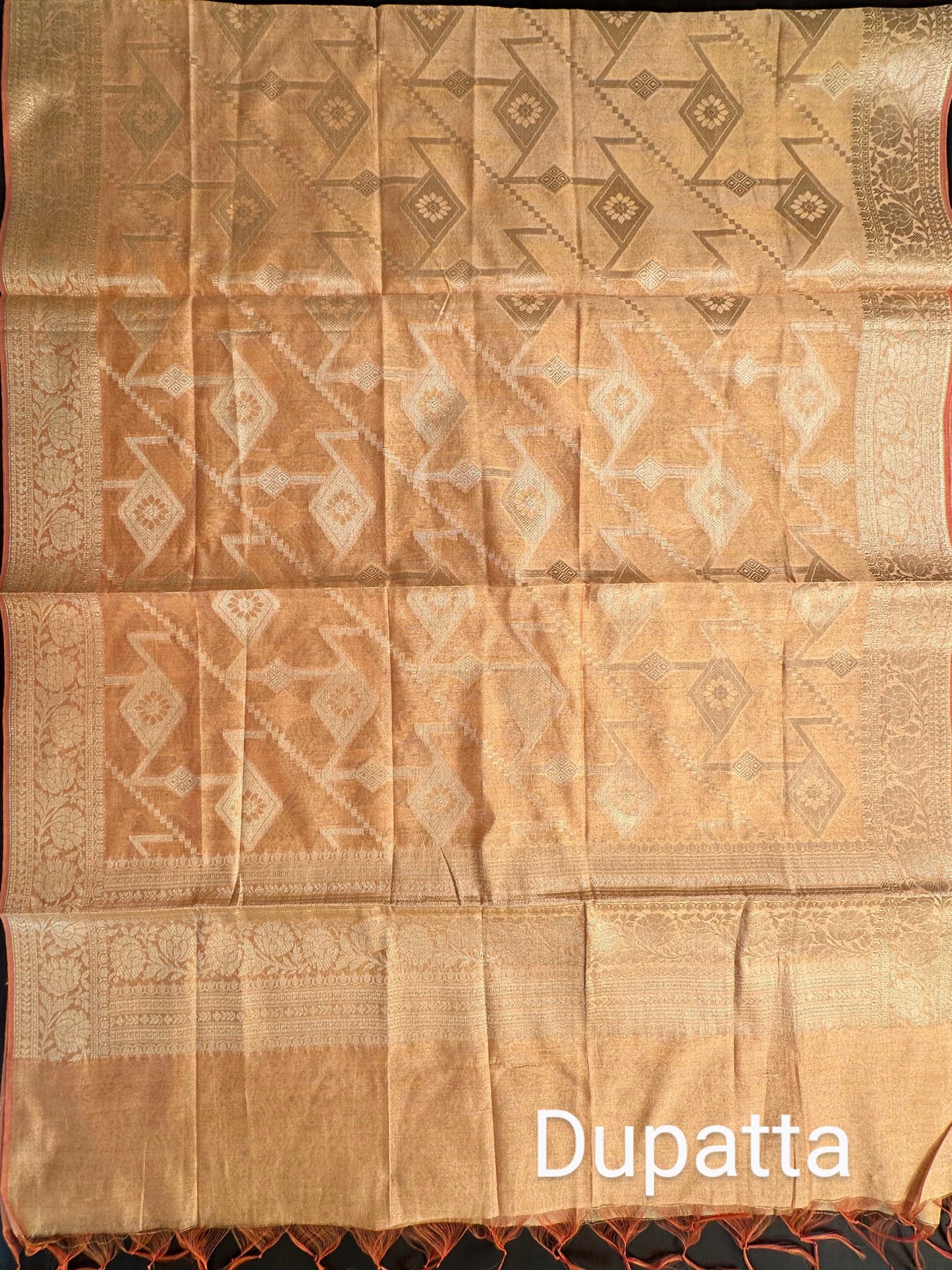 Peach Jacquard Handloom Suit