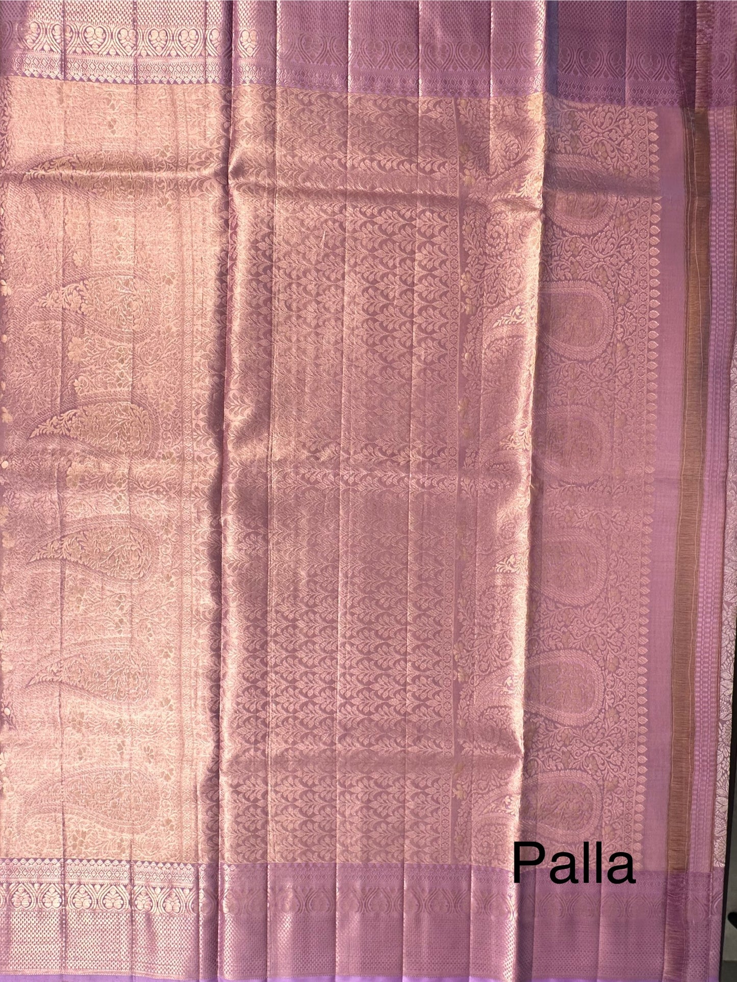 Mauve Handloom Jamawar Pure Tissue Silk Saree