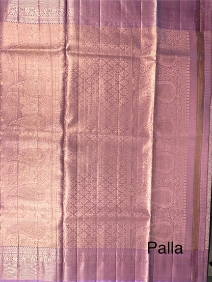 Mauve Handloom Jamawar Pure Tissue Silk Saree