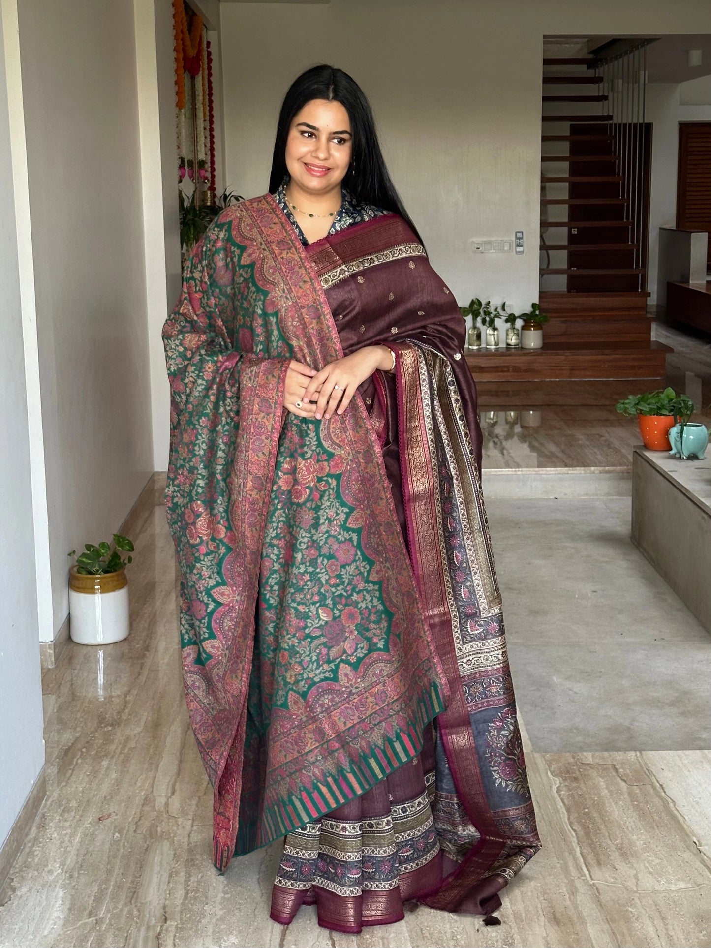 Bottle Green Woolen Shawl