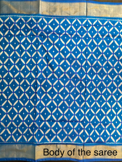 Blue Ikkat Patola Handloom Silk Saree