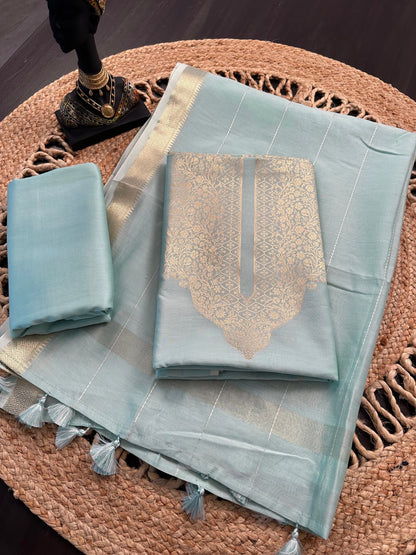 Pastel Blue Handloom Chanderi Suit