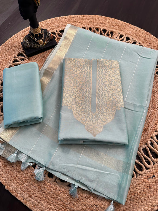 Pastel Blue Handloom Chanderi Suit