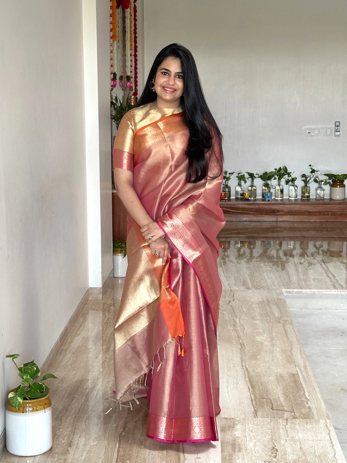 Dusky Pink Amrit Tissue Saree