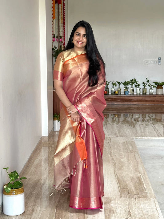 Dusky Pink Amrit Tissue Saree
