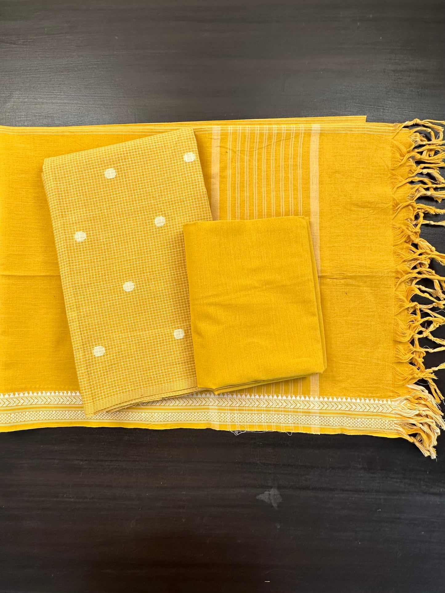 Yellow South Cotton 3-Piece Suit