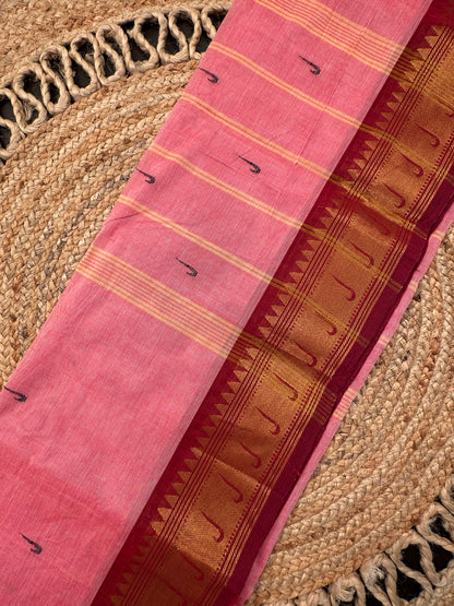 Pink Narayanpet Cotton Saree