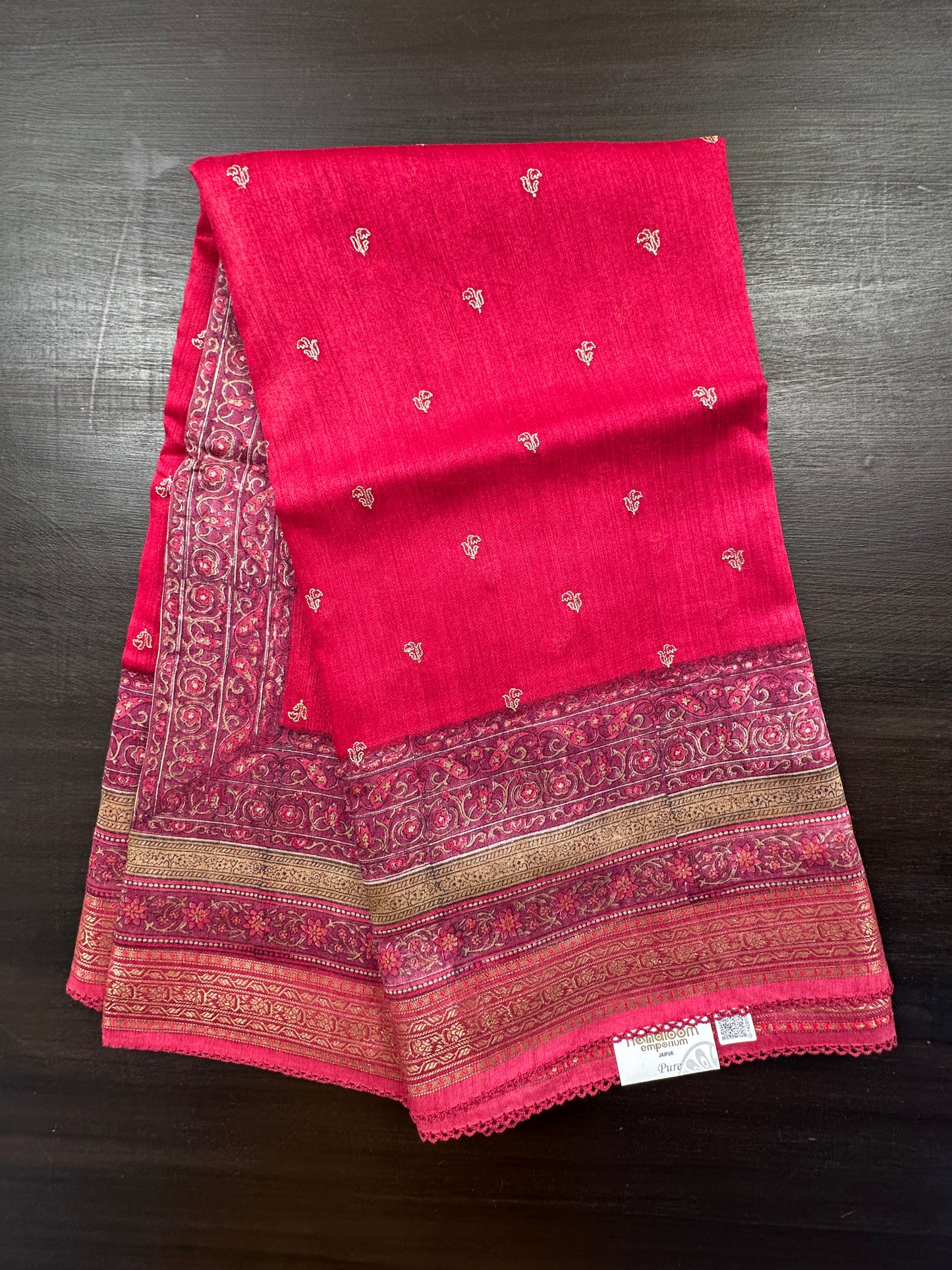Pink Muga Silk Saree