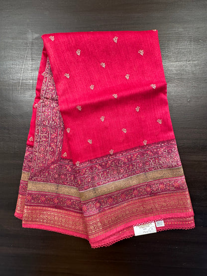 Pink Muga Silk Saree