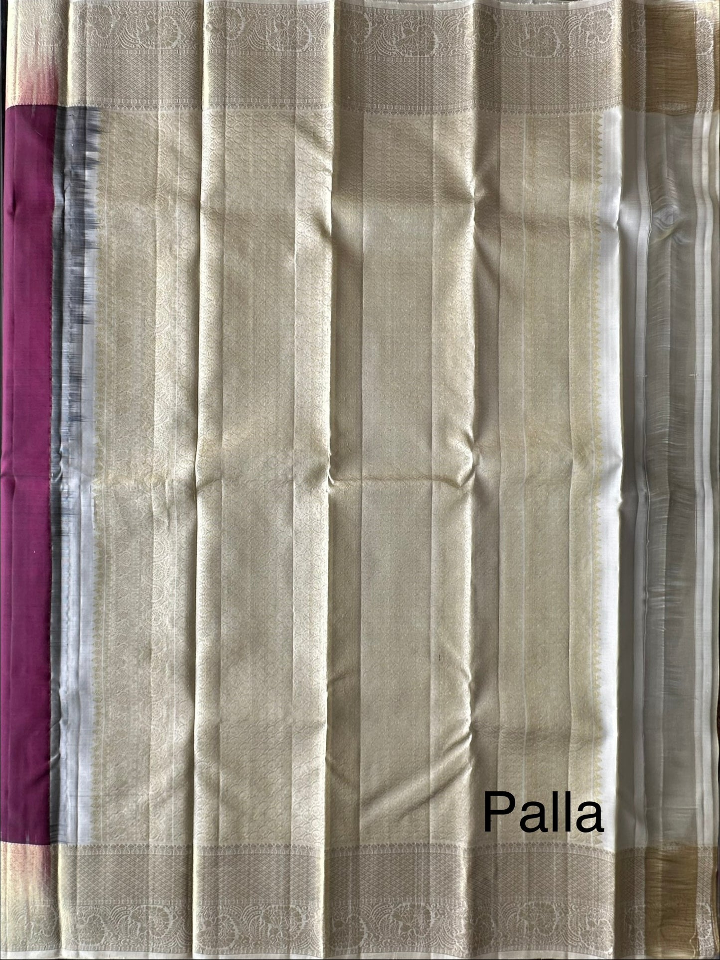 Wine-Cream Handloom Kanjivaram Pure Silk Saree