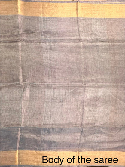 Purple Emboss Pure Tissue Silk Saree