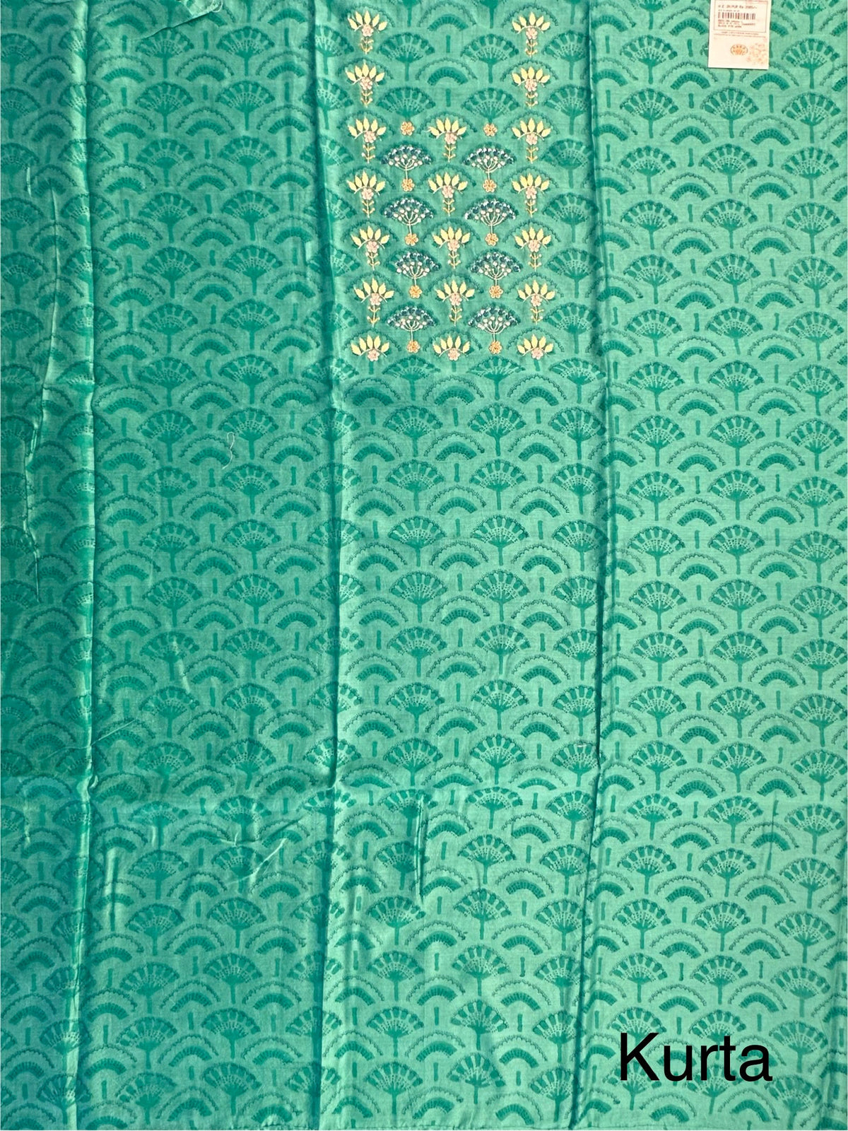 Green Chanderi Hand Block Printed 3-Piece Unstitched Suit