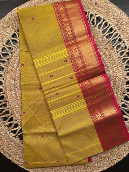 Olive Green Narayan pet Cotton Saree