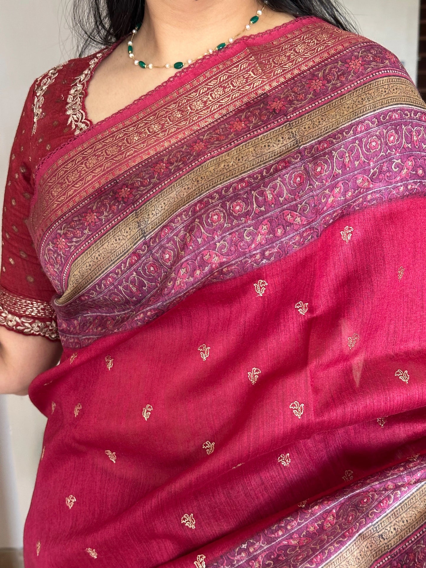 Pink Muga Silk Saree
