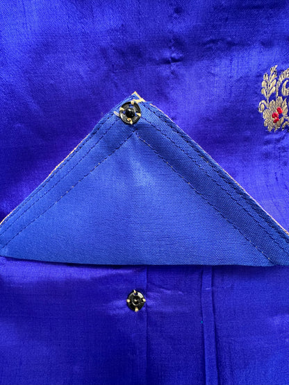 Royal Blue Pure Silk Saree Bag With Pouch