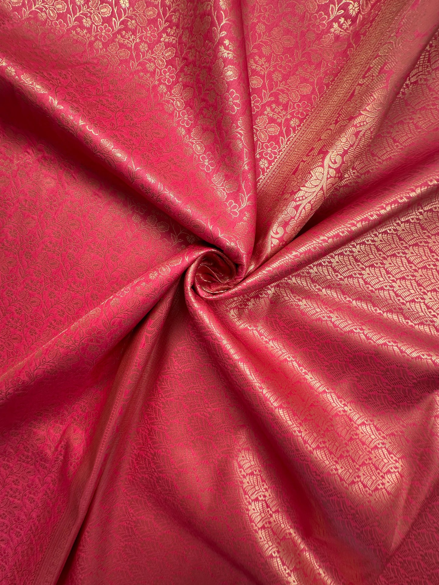 Pink Jamawar Artificial Silk Saree