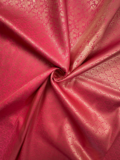 Pink Jamawar Artificial Silk Saree