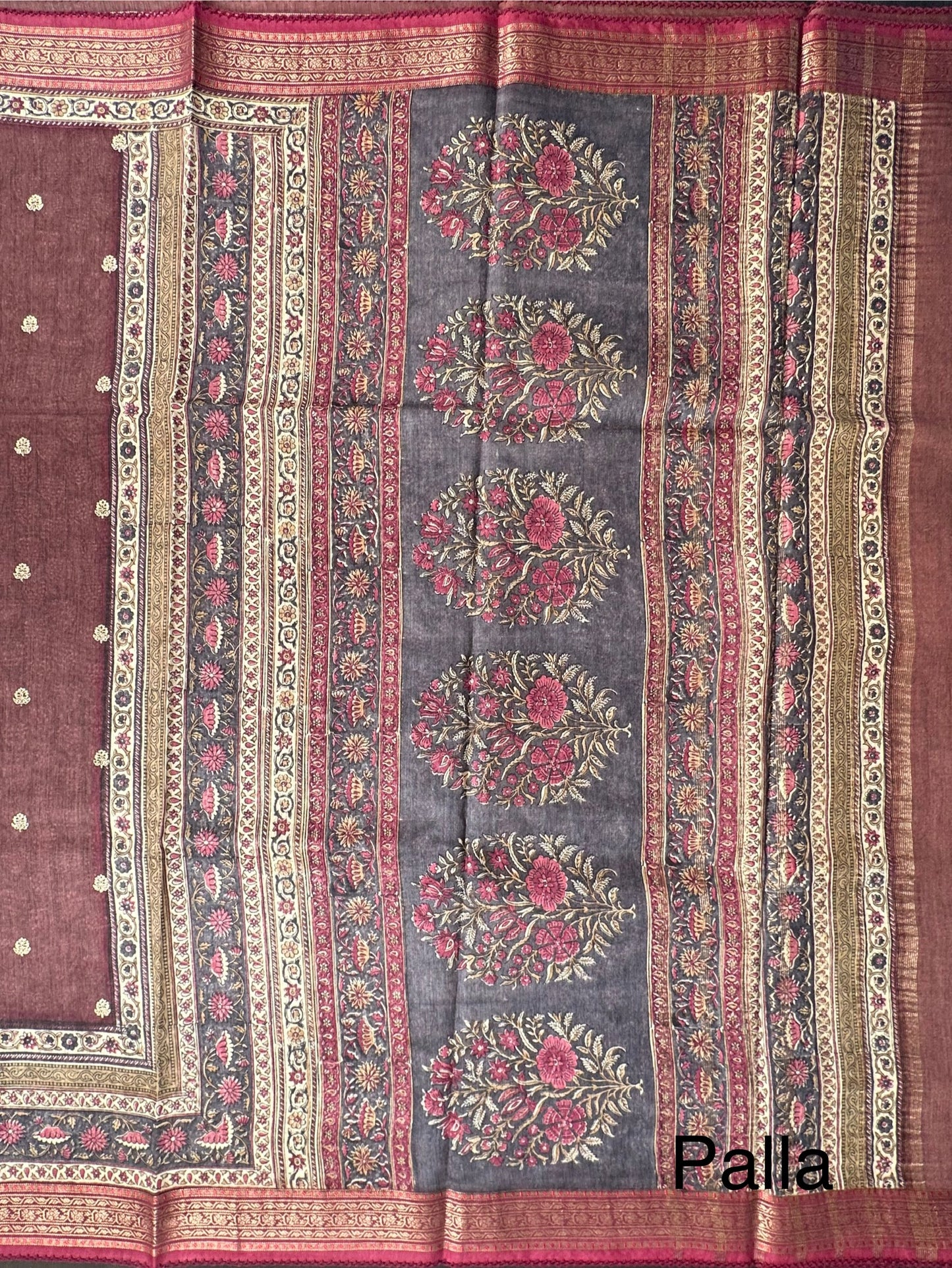 Dark Brown Muga Silk Saree