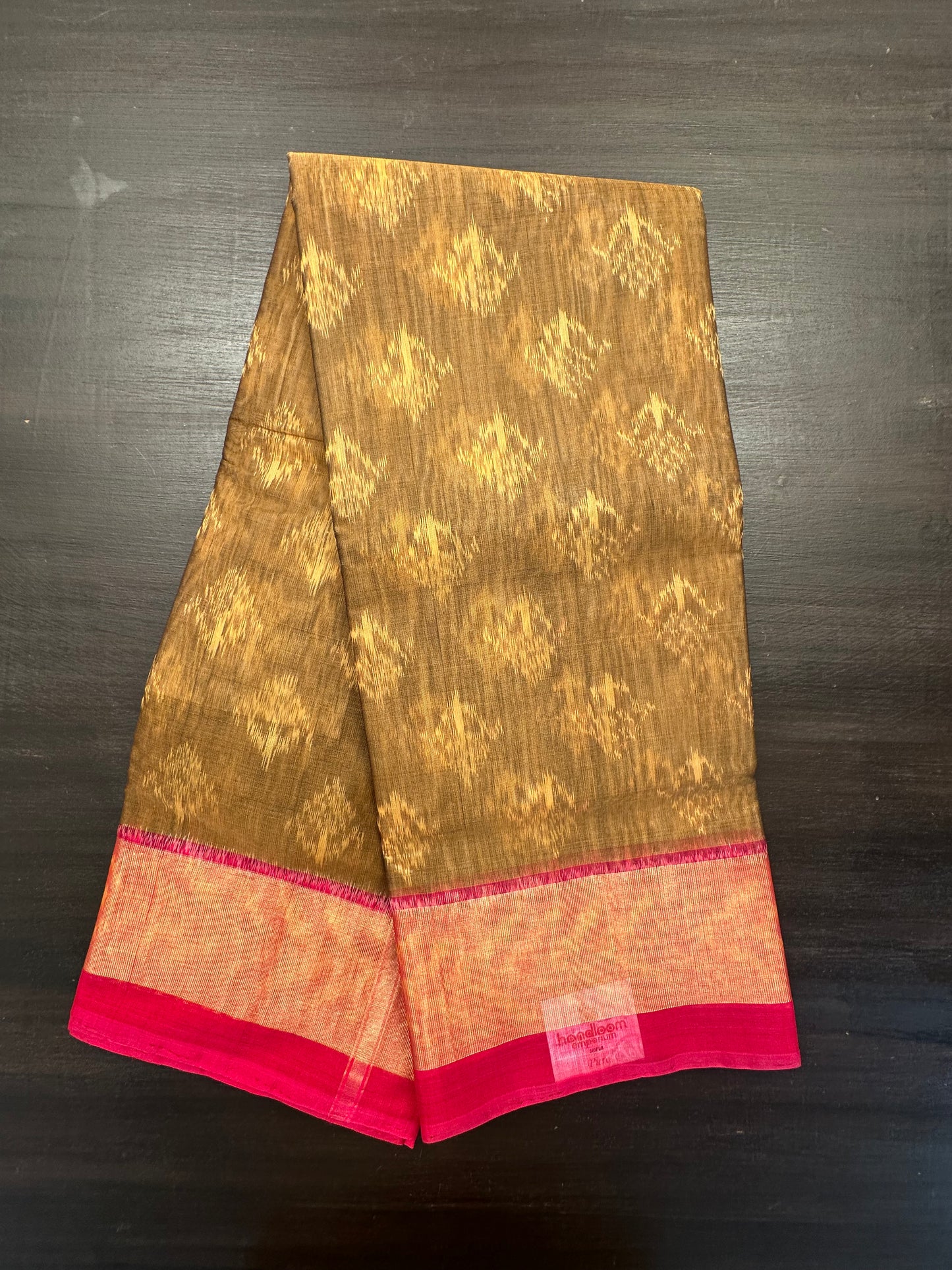 Mehendi Green Ikkat Kosa Cotton Silk Saree