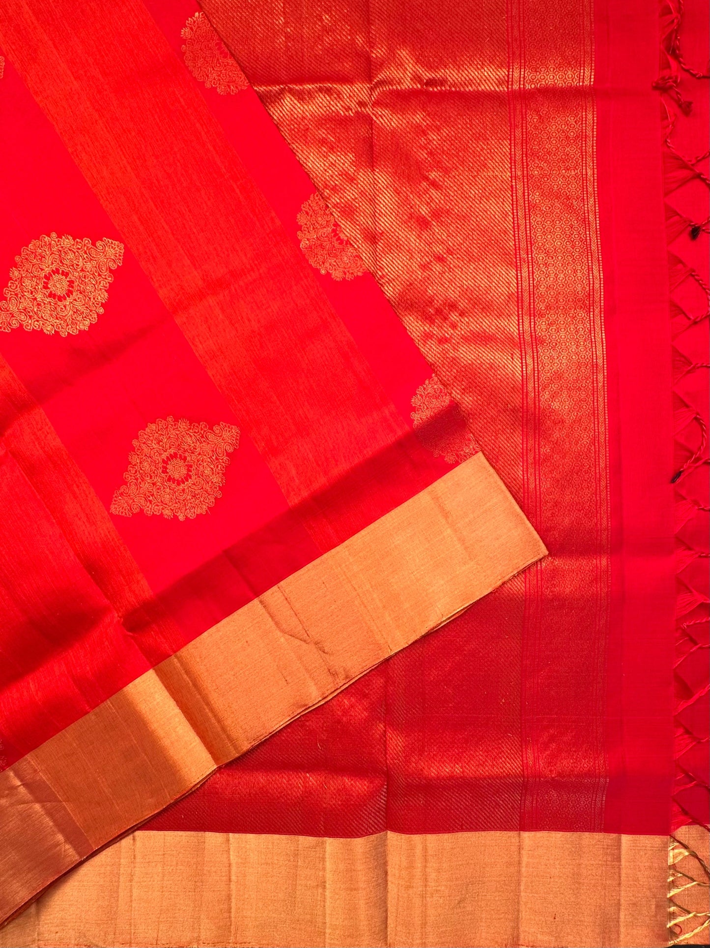 Orange-Red Tiruchirapalli Pure Soft Silk Saree