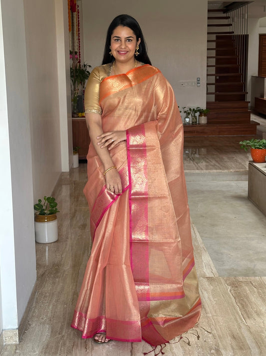 Peach Nimrit Tissue Saree