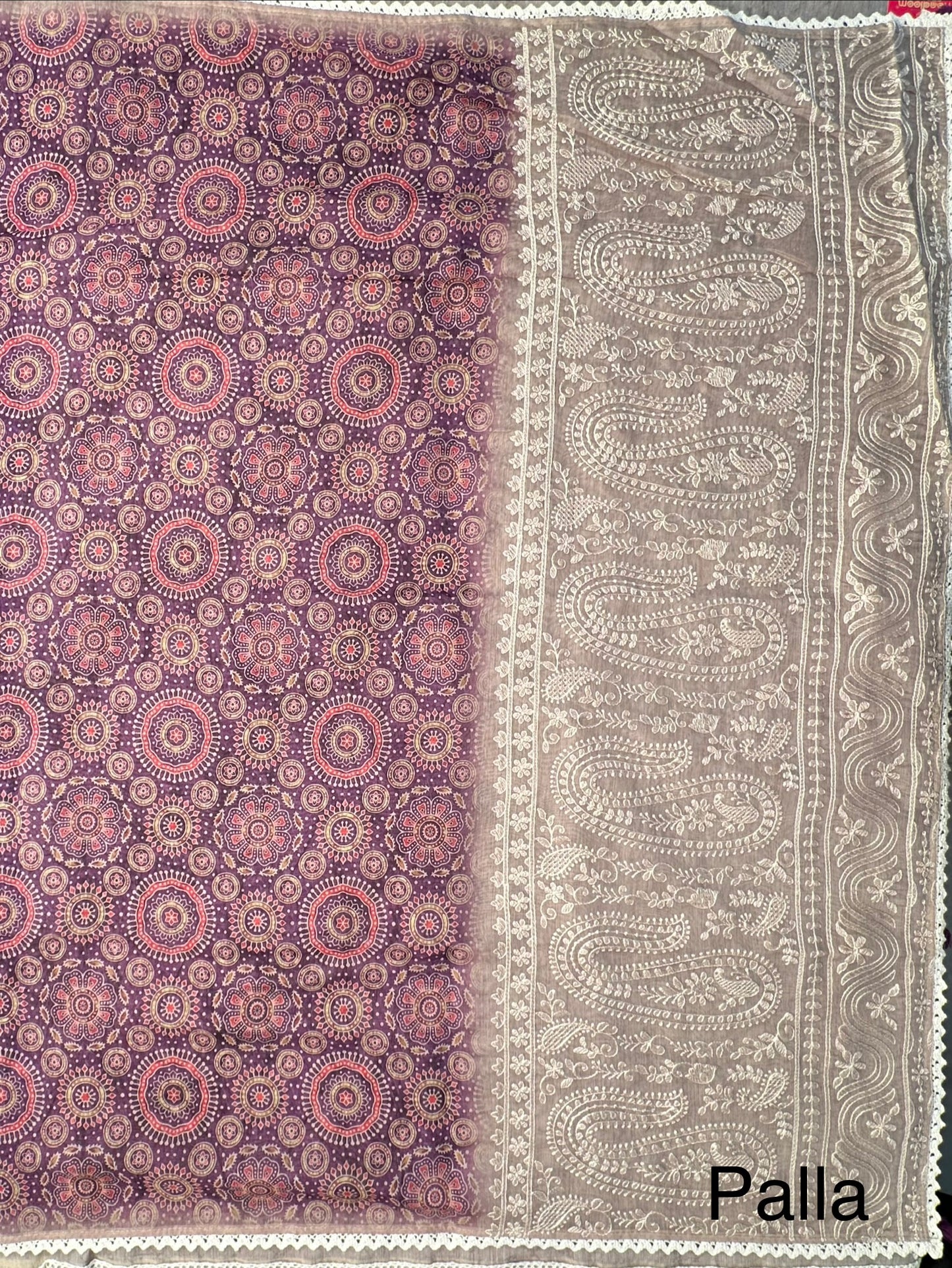 Purple-Beige Dhara Chanderi Saree