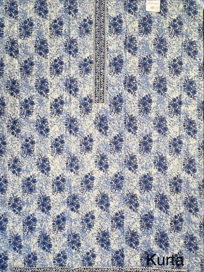 Navy Blue Jaipuri Necktie Cotton 3-Piece Suit