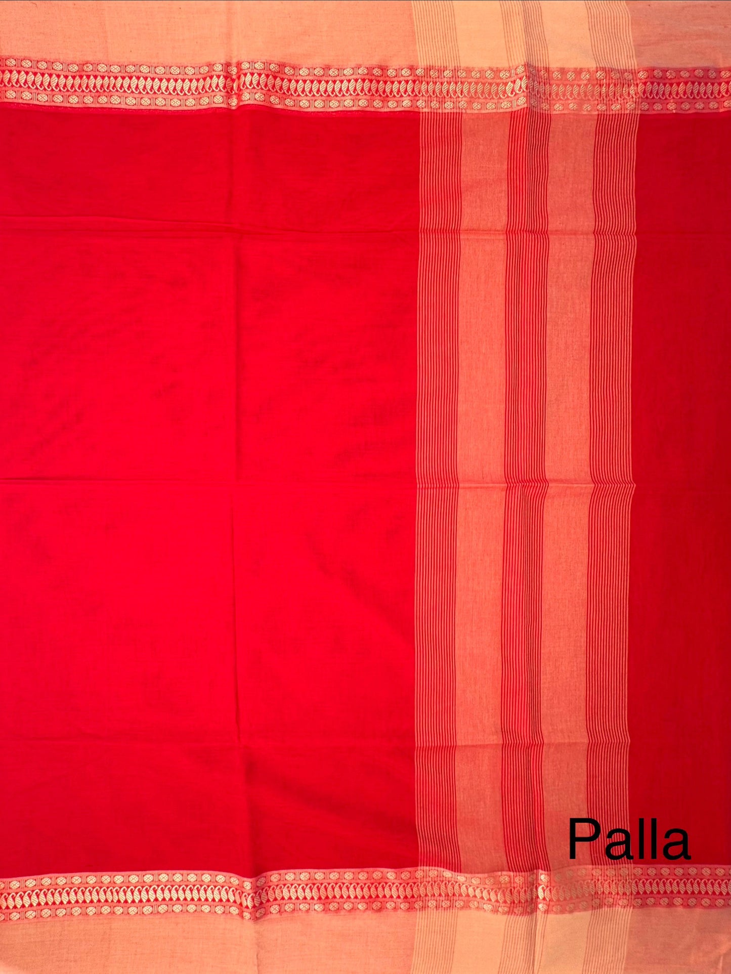 Red Piku Bengal Cotton Saree