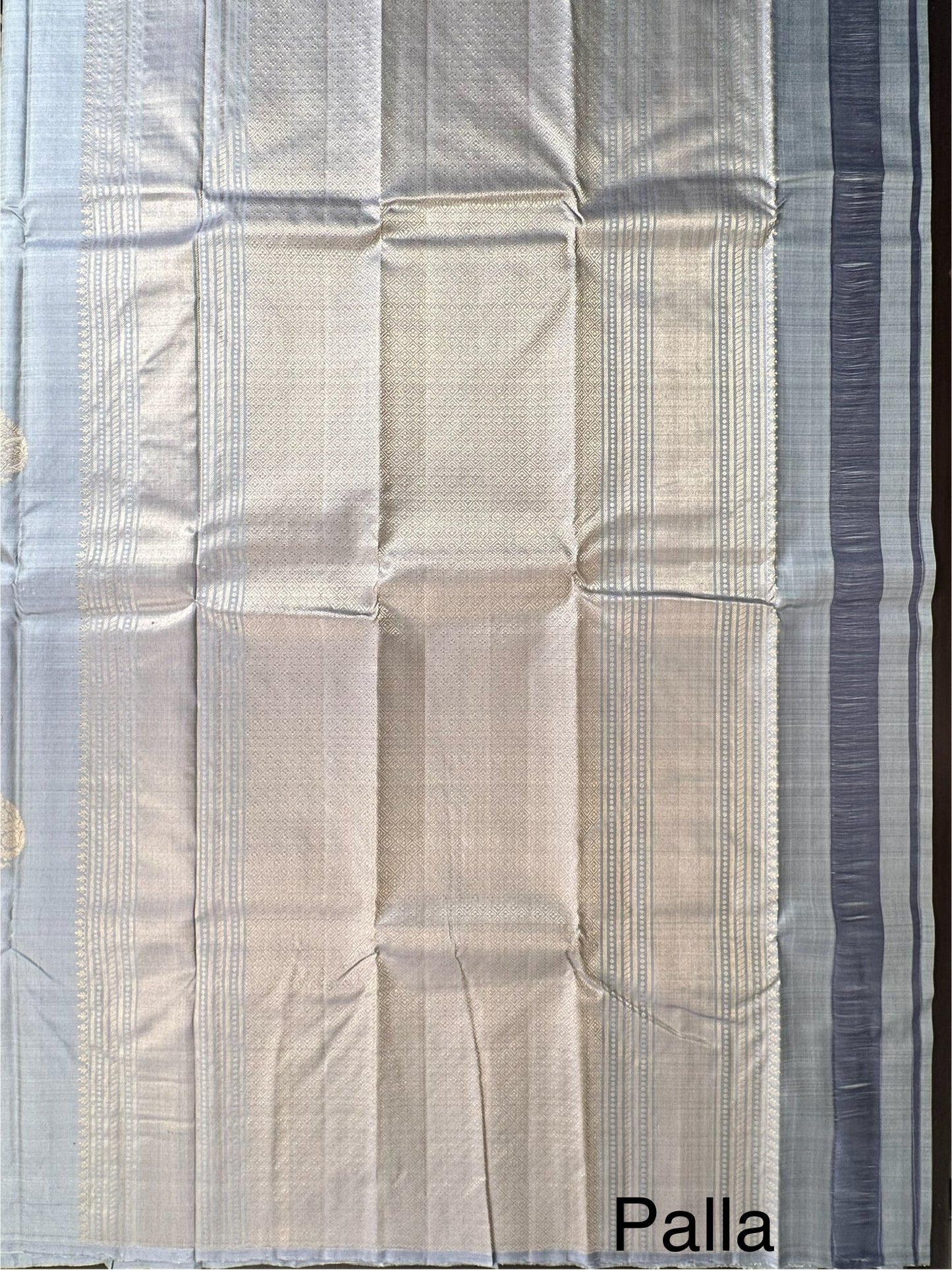 Grey Handloom Dharmavaram Pure Silk Saree