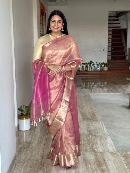 Pink Banarasi Pure Tissue Saree