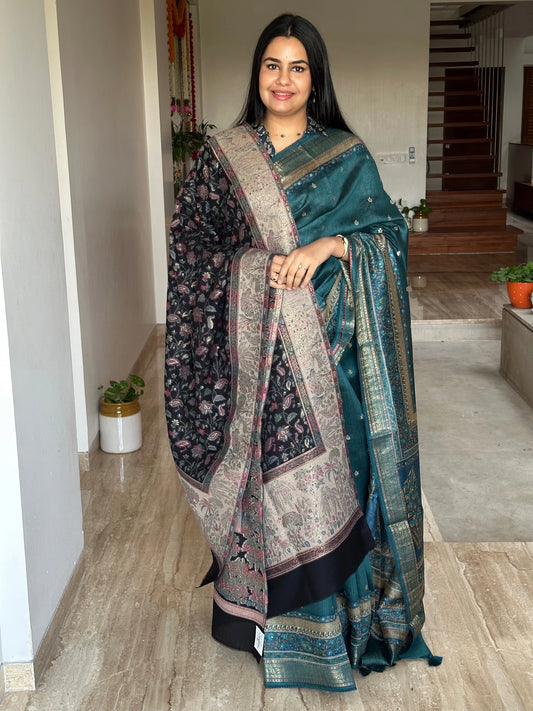 Black Blended Wool Shawl