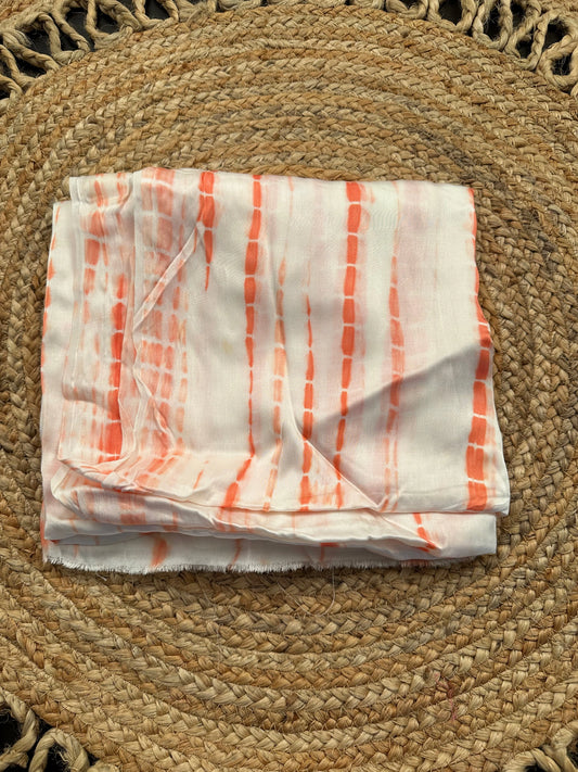 Peach Tie-Dye Cotton Satin Fabric