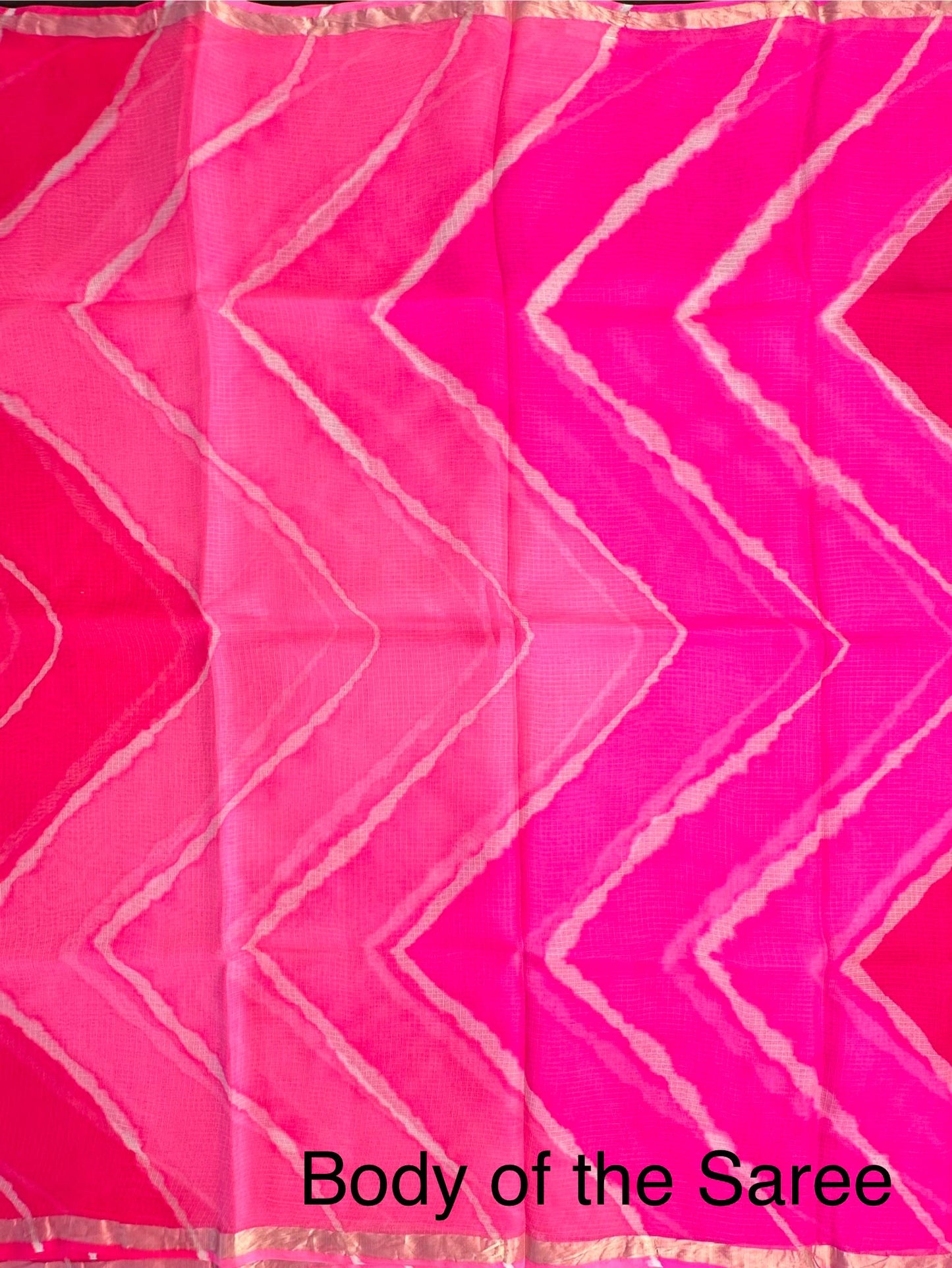 Pink-Rani Leheriya Kota Doria Pure Silk Saree