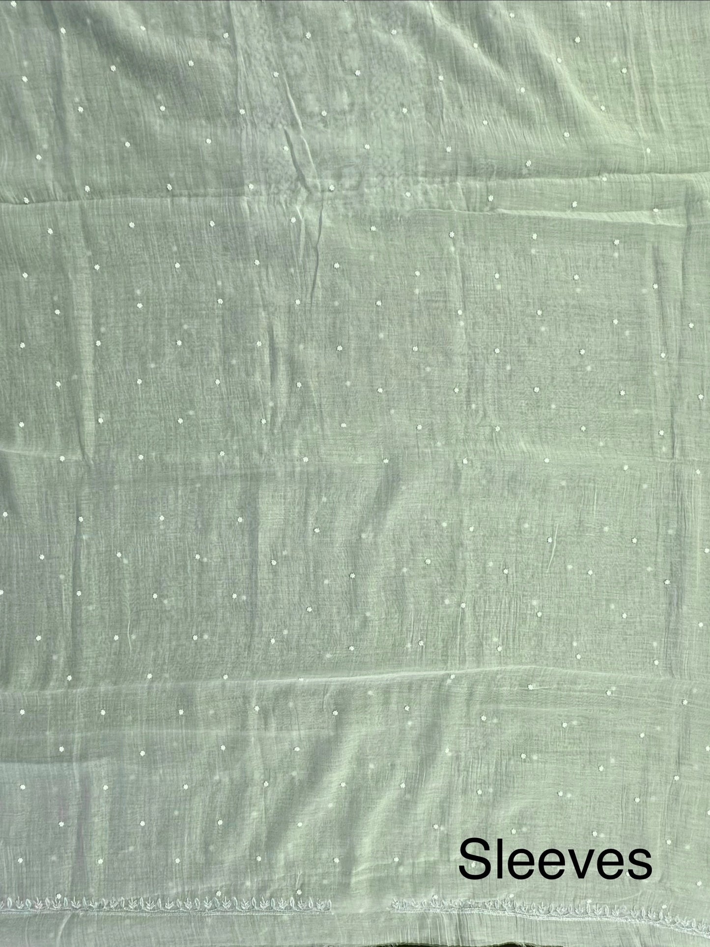 Sea Green Chanderi Chikankari 3-Piece Unstitched Suit with Katdana Work