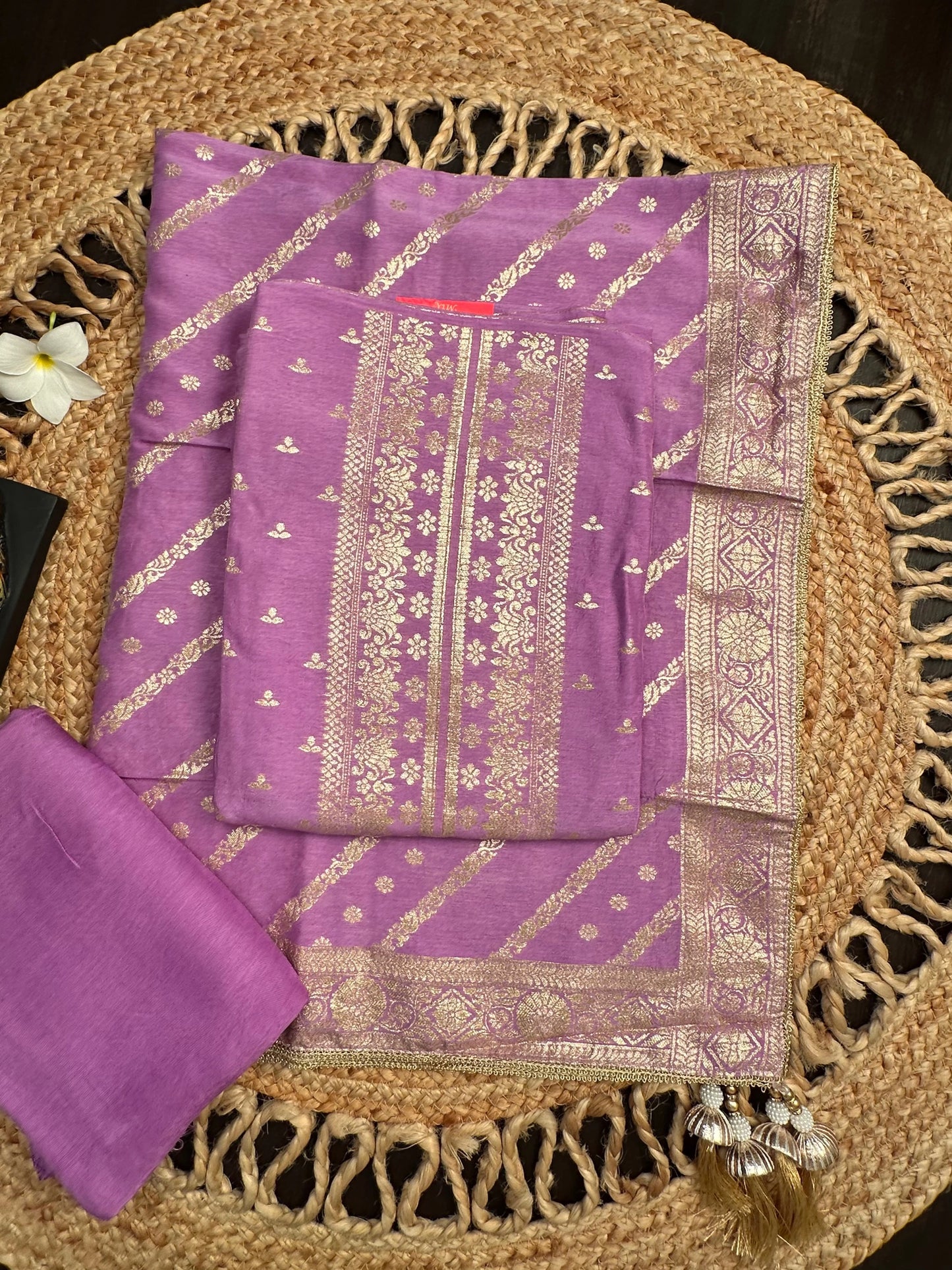 Purple Artificial Crepe Unstitched 3-Piece Suit