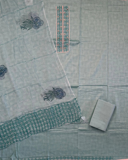 Sea Green Jaipuri Cotton 3-peice Suit