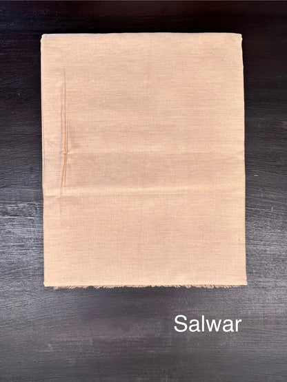 Beige Cotton Chanderi 3-Piece Unstitched Suit