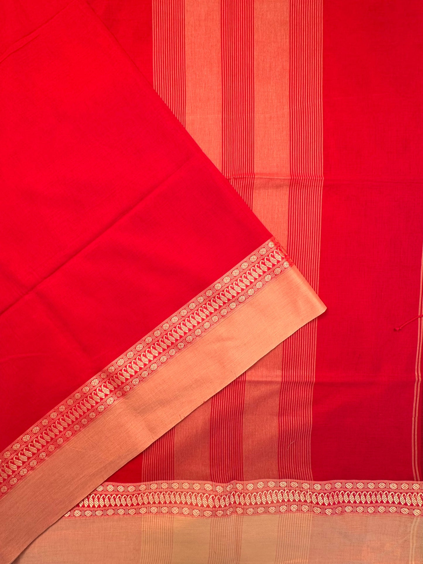 Red Piku Bengal Cotton Saree
