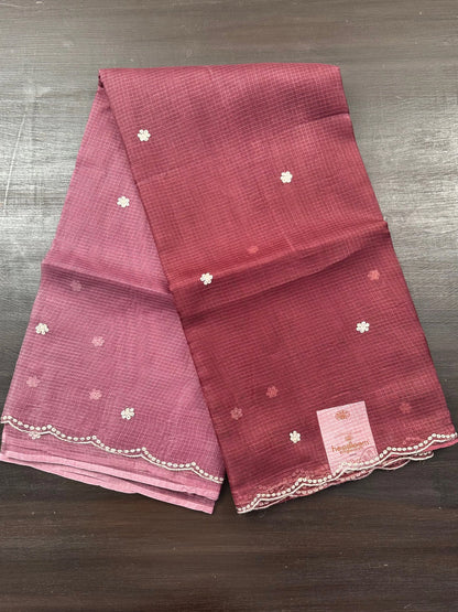Dusky Mauve Gitika Kota Doria Pure Silk Saree
