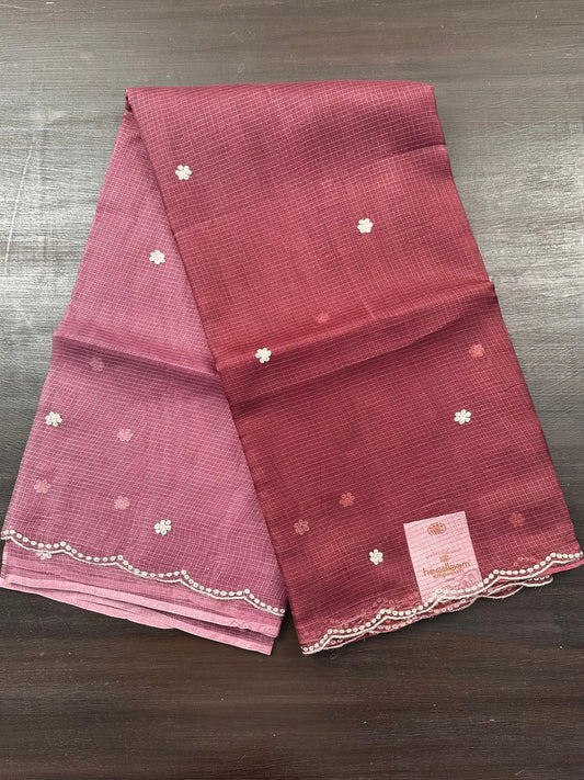 Dusky Mauve Gitika Kota Doria Pure Silk Saree