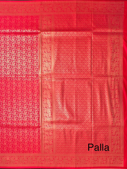 Red Jamawar Art Silk Saree