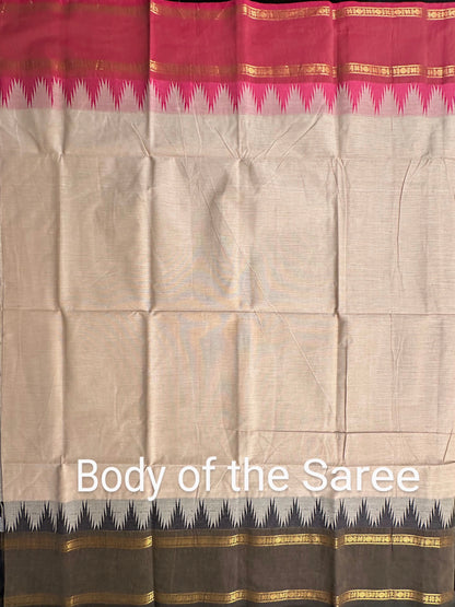 Cream  Narayanpet Cotton Saree