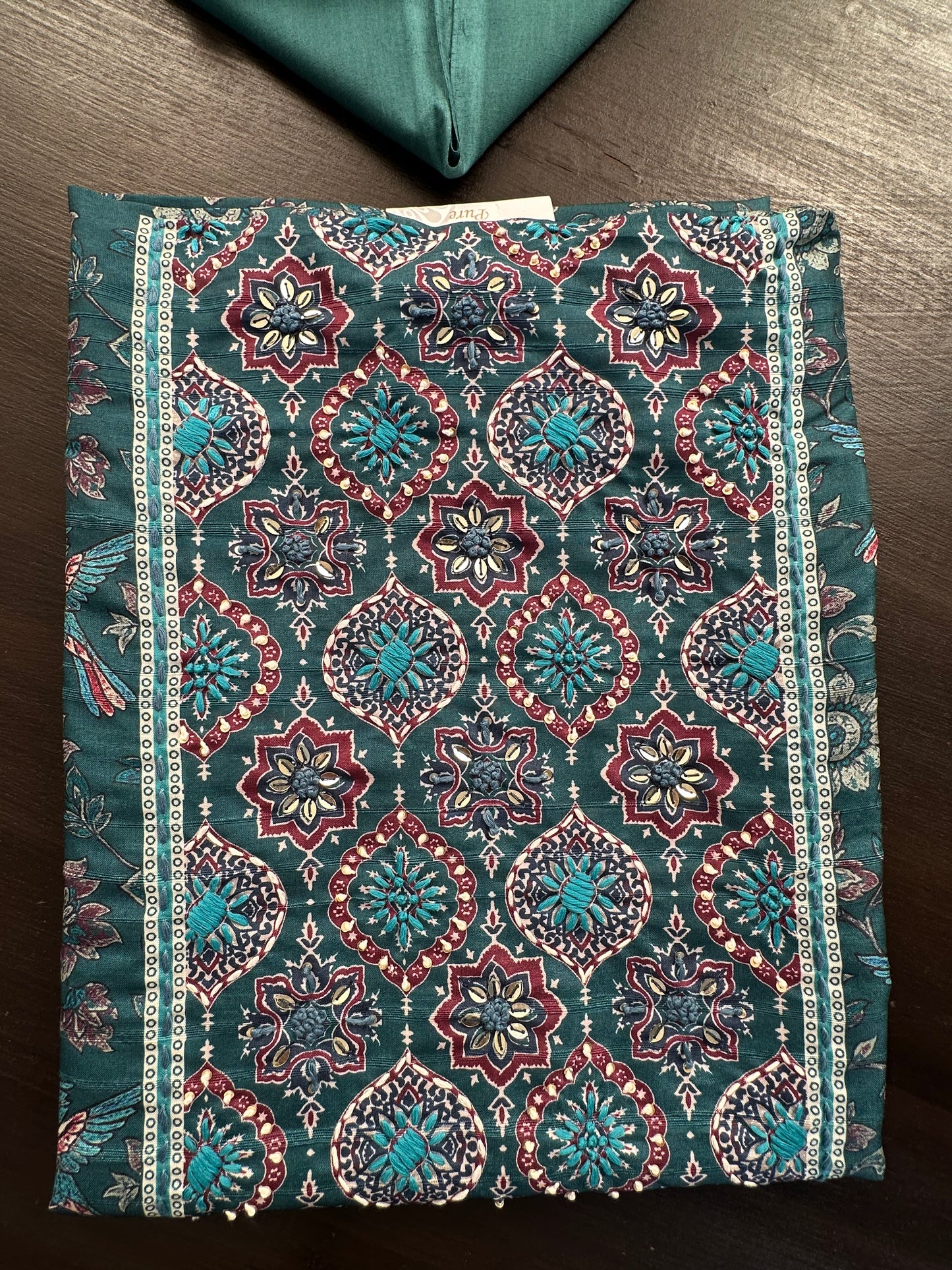 Rama Green Fancy Cotton 3-Piece Suit