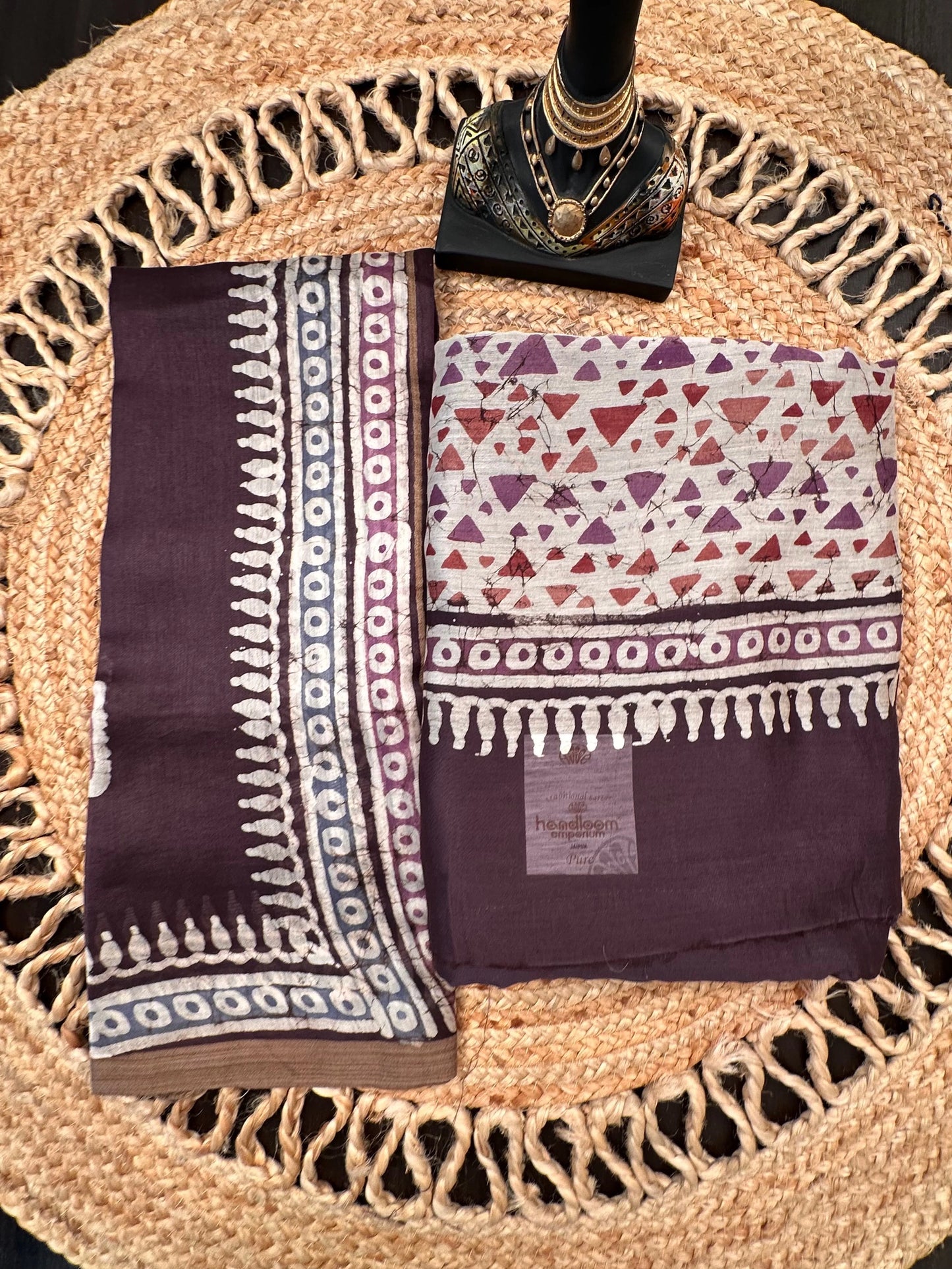 Dark Purple Trisha Printed Chanderi 3-Piece Unstitched Suit