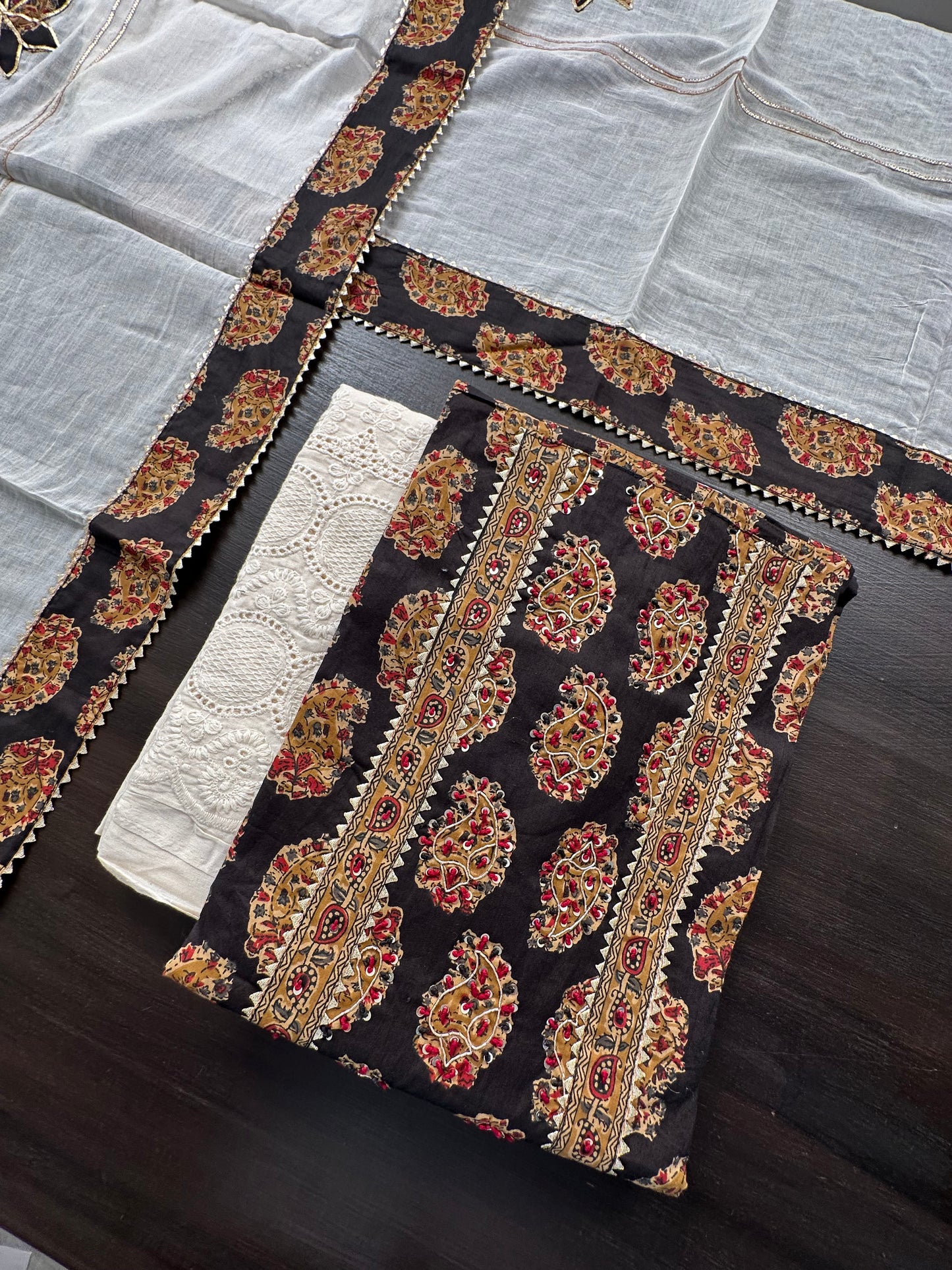 Black Printed Pure Cotton Suit