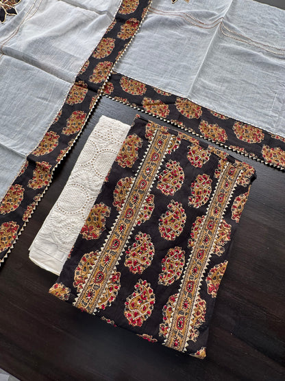 Black Printed Pure Cotton Suit