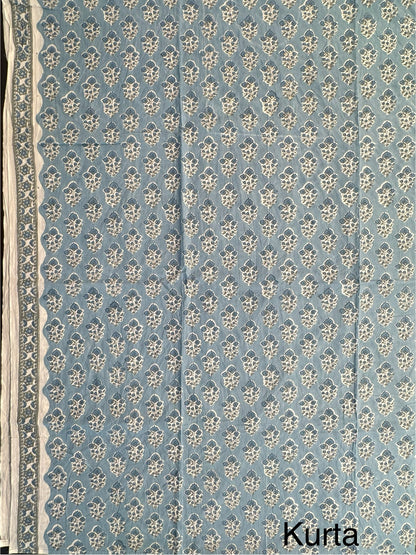 Grey Printed Pure Cotton Suit