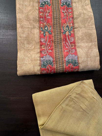 Beige Fancy Cotton 3-Piece Suit