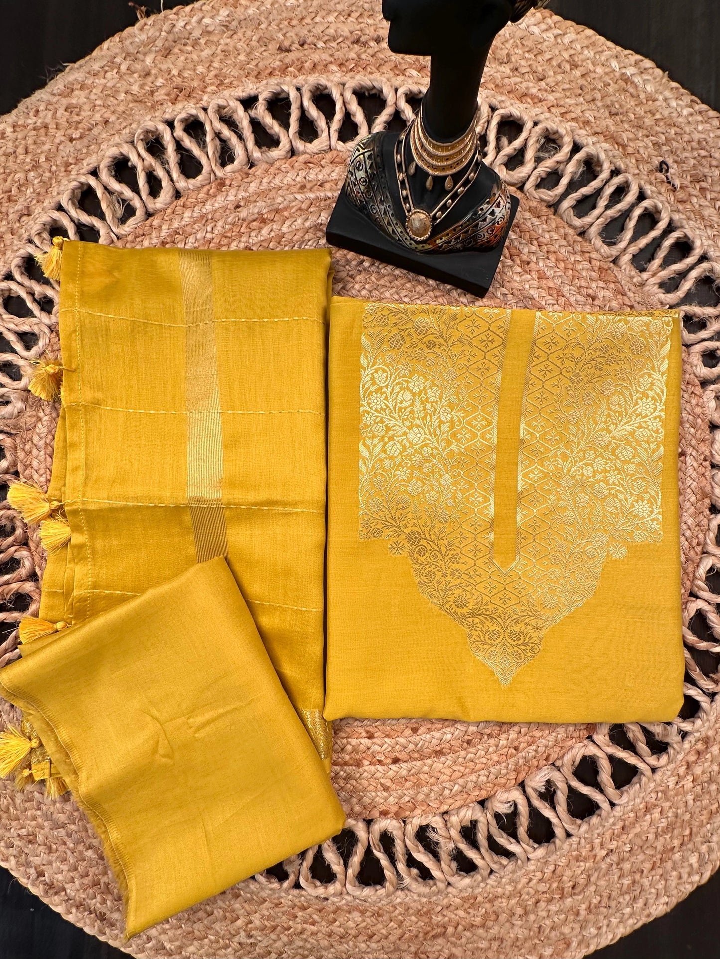 Mustard Dhruvisha Handloom Chanderi Suit