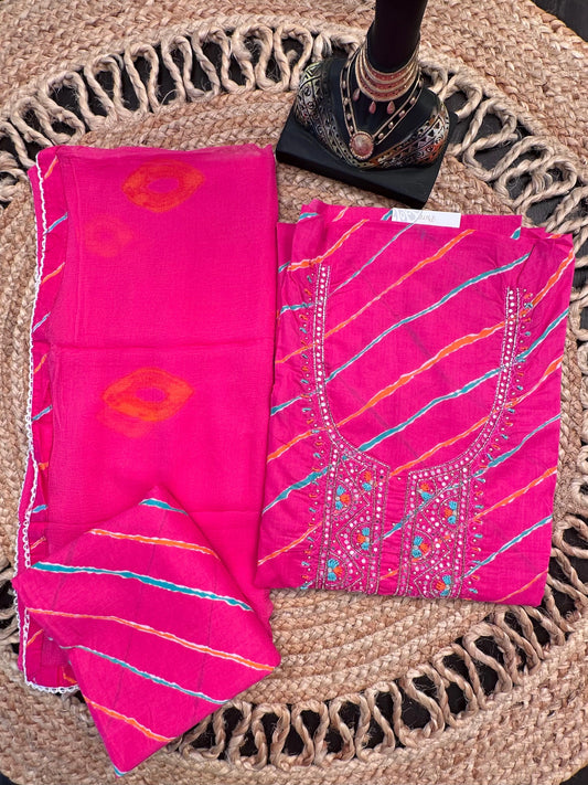Rani Leheriya Cotton 3-Piece Suit